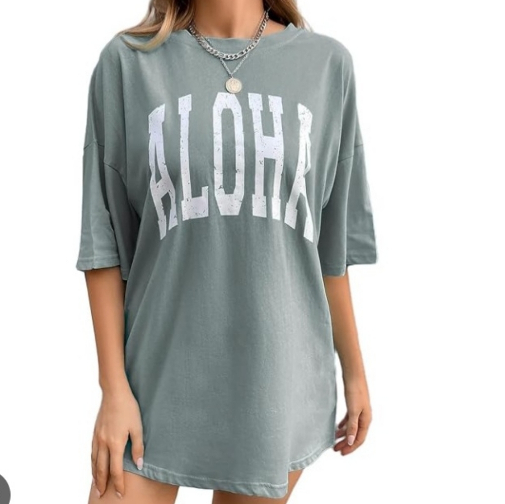 Green Blue Aloha Graphic T-Shirt Sz.XXXL